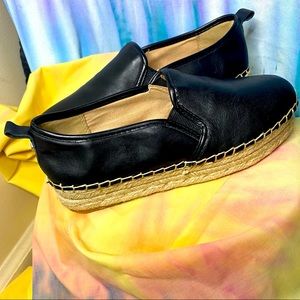 Sam Edelman Black Leather Carrin Platform Espadrilles